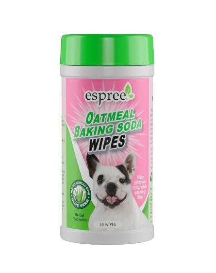 Салфетки для собак Espree Oatmeal Baking Soda Wipes с пищевой содой и протеинами овса, 50 штук