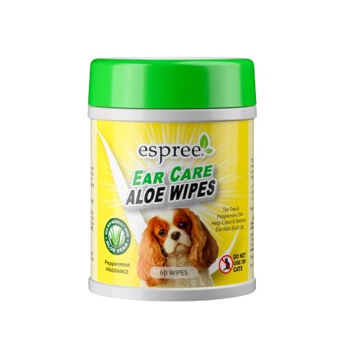 Салфетки для собак Espree Aloe Ear Care Pet Wipes из алоэ вера для ушей, 60 штук