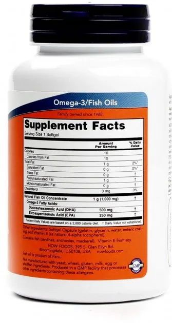 Докозагексаєнова кислота NOW DHA-500 Fish Oil м'які капсули №180