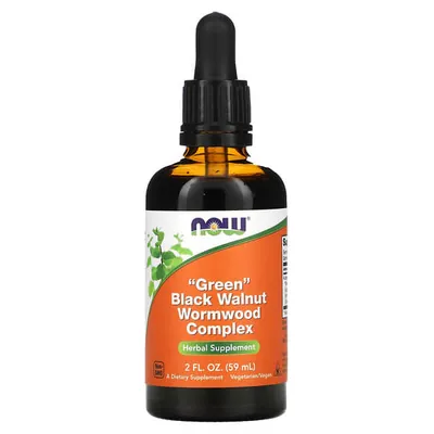 Комплекс Чорний волоський горіх і полин NOW Green Black Walnut Wormwood Complex, 60 мл