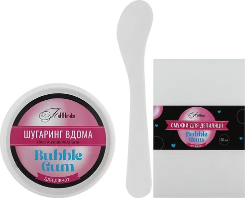 Набір для шугарингу Панночка Bubble Gum для дівчат (паста 250 г, смужки 20 шт, шпатель 1 шт)