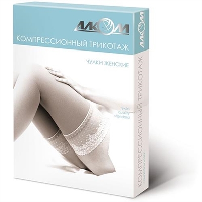 Чулки компрессионные Алком 6043 класс 3, с открытым мыском, цвет черный, размер 7