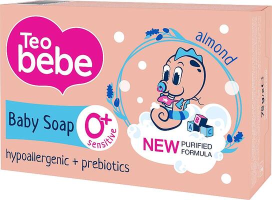 Мило дитяче Teo Bebe з екстрактом мигдалю + вітамін Е, 75 г