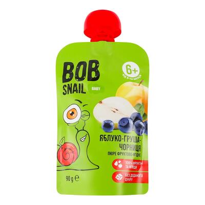 Пюре фруктове Bob Snail Baby для дітей з 6 місяців Яблуко-Груша-Чорниця, 90 г