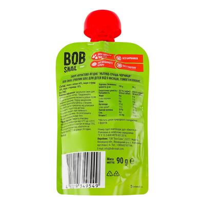 Пюре фруктовое Bob Snail Baby для детей с 6 месяцев Яблоко-Груша-Черника, 90 г