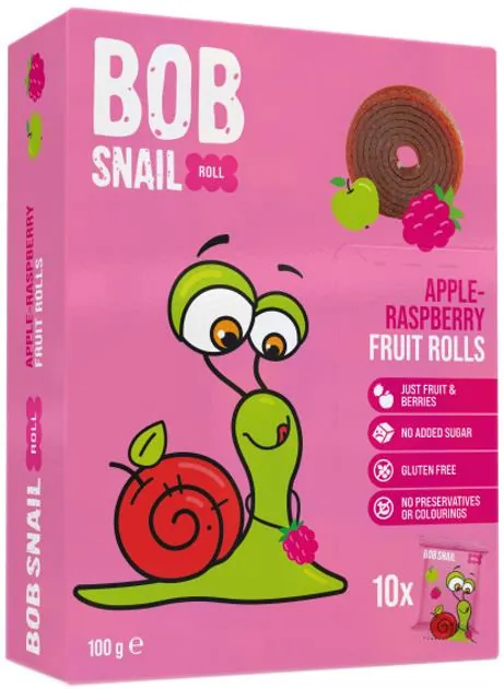 Цукерки Bob Snail Roll натуральні яблучно-малинові, 100 г
