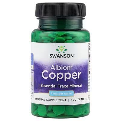 Медь Swanson Albion Copper 2 мг, 300 таблеток