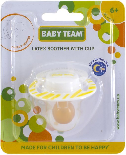 Пустышка латексная Baby Team 3225 вишнеобразной формы с колпачком от 6 месяцев, 1 шт
