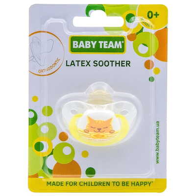 Пустышка латексная Baby Team 3200 ортодонтическая от 0 месяцев, 1 шт