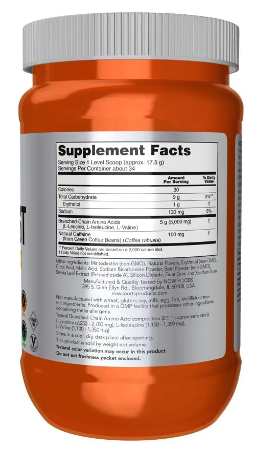 Комплекс амінокислот NOW Sports BCAA Blast порошок, тропічний пунш, 600 г