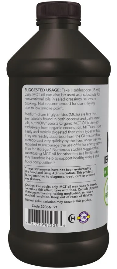 МСТ олія NOW Sports Organic MCT Oil, 473 мл