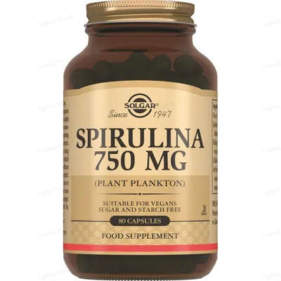 Спіруліна Solgar Spirulina 750 мг капсули №80