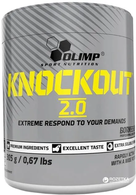 Передтренувальний комплекс з кофеїном Olimp Knockout 2.0, цитрусовий пунш, 305 г