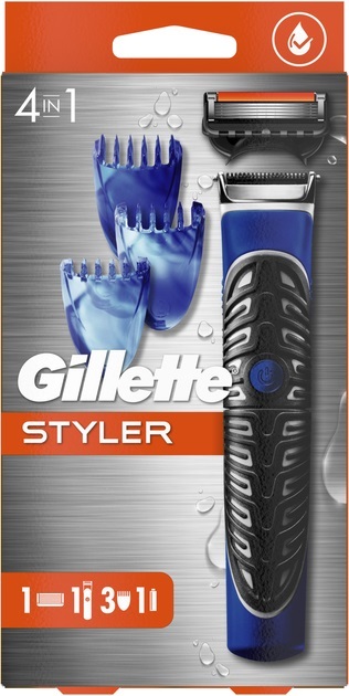 Бритва-стайлер мужской Gillette Fusion5 ProGlide Styler с 1 сменным картриджем ProGlide Power + 3 насадки для моделирования бороды и усов