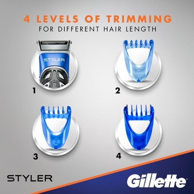 Бритва-стайлер мужской Gillette Fusion5 ProGlide Styler с 1 сменным картриджем ProGlide Power + 3 насадки для моделирования бороды и усов