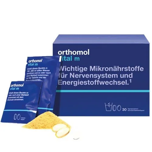 Вітамінно-мінеральний комплекс Ортомол Vital M для чоловіків гранули зі смаком апельсину, курс 30 днів