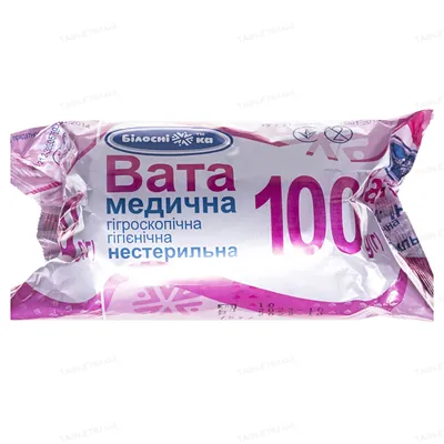 Вата нестерильна «Білосніжка» медична гігієнічна, ролик 100 г
