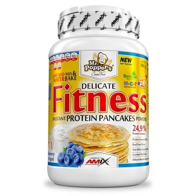 Суміш протеїнова Amix Nutrition Mr.Popper's Delicate Fitness Protein Pancakes для приготування панкейків чорниця-йогурт, 800 г