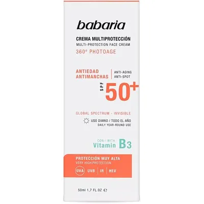 Крем сонцезахисний для обличчя Babaria SPF50+ антивіковий, 50 мл