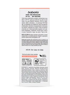 Крем сонцезахисний для обличчя Babaria SPF50+ антивіковий, 50 мл