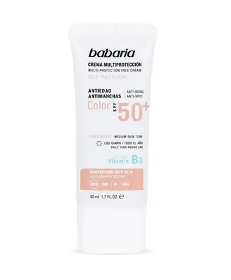 Крем сонцезахисний для обличчя Babaria SPF50+ антивіковий тонуючий, 50 мл