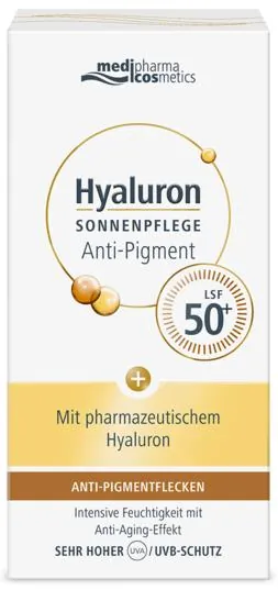 Крем для обличчя Medipharma Cosmetics Hyaluron сонцезахисний з SPF50+ антивіковий проти пігментних плям, 50 мл