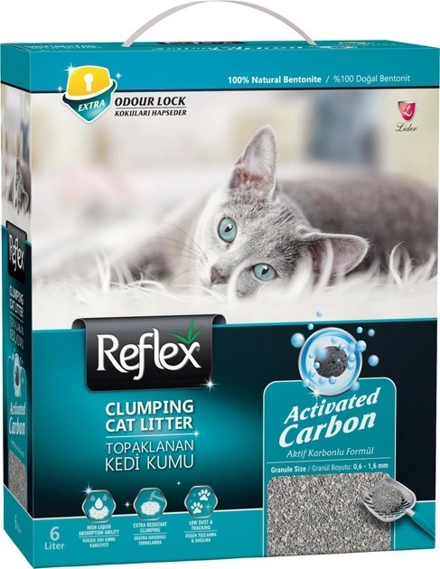 Наполнитель для кошачьего туалета Reflex Activated Carbon бентонитовый серый активный карбон, 6 л (5,1 кг)