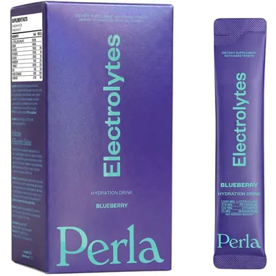Електроліти Perla Helsa Electrolytes зі смаком лохини, 20 стіків по 10 г
