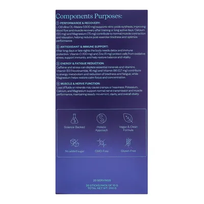 Електроліти Perla Helsa Electrolytes зі смаком лохини, 20 стіків по 10 г