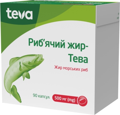 Рыбий жир-Тева капсулы по 500 мг №90 (10х9)