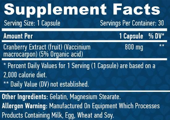 Экстракт плодов клюквы Haya Labs Cranberry Fruit Extract, 30 капсул