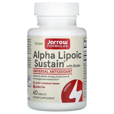 Альфа-ліпоєва кислота з біотином Jarrow Formulas Alpha Lipoic Sustain with Biotin 300 мг, 60 таблеток