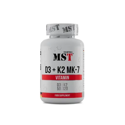 Вітамін Д3 и К2 (MK7) MST Nutrition Vitamin D3 + K2 MK-7, 60 капсул