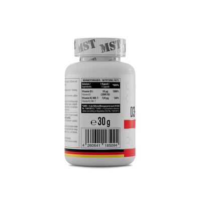 Витамин Д3 и К2 (MK7) MST Nutrition Vitamin D3+K2 MK-7, 60 капсул