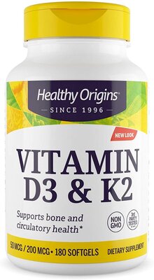 Витамин Д3 и К2 Healthy Origins Vitamin D3+K2, 180 капсул