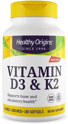 Вітамін Д3 і К2 Healthy Origins Vitamin D3 + K2, 180 капсул