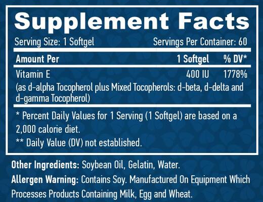 Витамин E Haya Labs Vitamin E Mixed Tocopherols 400 МЕ, 60 гелевых капсул