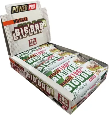 Батончик протеїновий Power Pro Muscle Big Bar 30% протеїну, зі смаком фісташки, 10 штук по 100 г