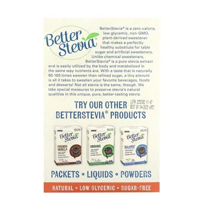 Стевія NOW Better Stevia порошок, 100 пакетиків