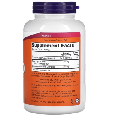 Витамины NOW C-1000 RH Bioflavonoids с шиповником + биофлавоноиды таблетки №250