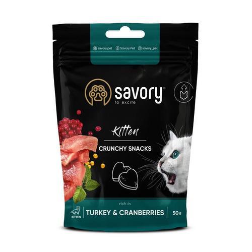 Лакомство для котят Savory Kitten хрустящее с индейкой и клюквой, 85 г