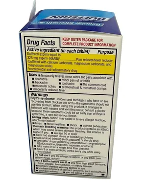 Буфферин (Буферизований Аспірин) Bufferin (Buffered Aspirin NSAID) Regular Strength 650 мг, 130 таблеток