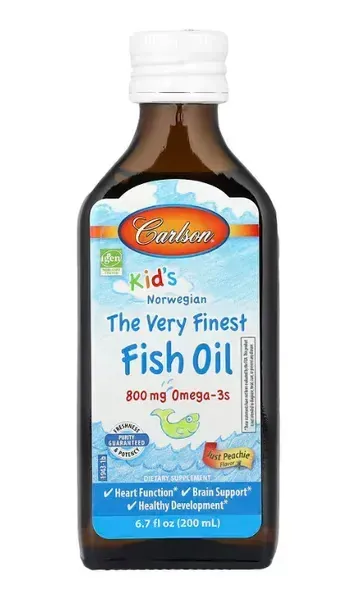 Риб'ячий жир для дітей Carlson Labs The Very Finest Fish Oil for Kids, персик, 200 мл