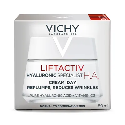 Крем для обличчя Vichy Liftactiv H.A. Hyaluronic Specialist розгладжує з гіалуроновою кислотою для корекції зморшок для нормальної шкіри, 50 мл