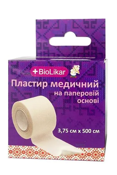 Пластир медичний Biolikar на паперовій основі 3,75 см x 500 см