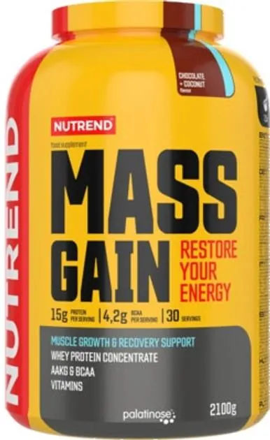 Гейнер Nutrend Mass Gain шоколад та кокос, 2,1 кг