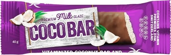 Батончик Coco Bar Premium Milk Glaze вітамінізований кокосовий в молочній глазурі, 40 г