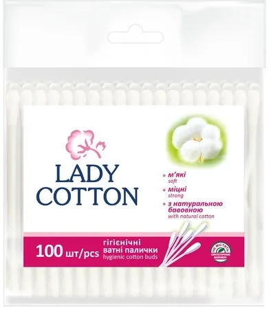 Ватні палички Lady Cotton в пакеті, 100 шт