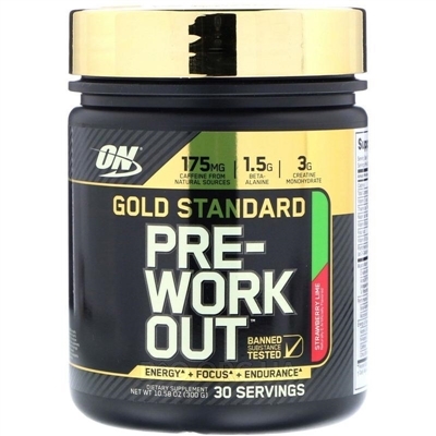 Предтренировочный комплекс Optimum Nutrition Gold Standard Pre-Workout, клубника и лайм, 300 г