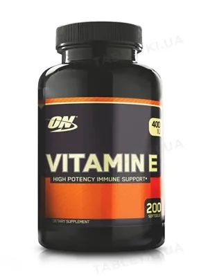 Вітаміни Optimum Nutrition Vitamin E 400 IU, 200 капсул